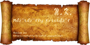 Mátéffy Kristóf névjegykártya